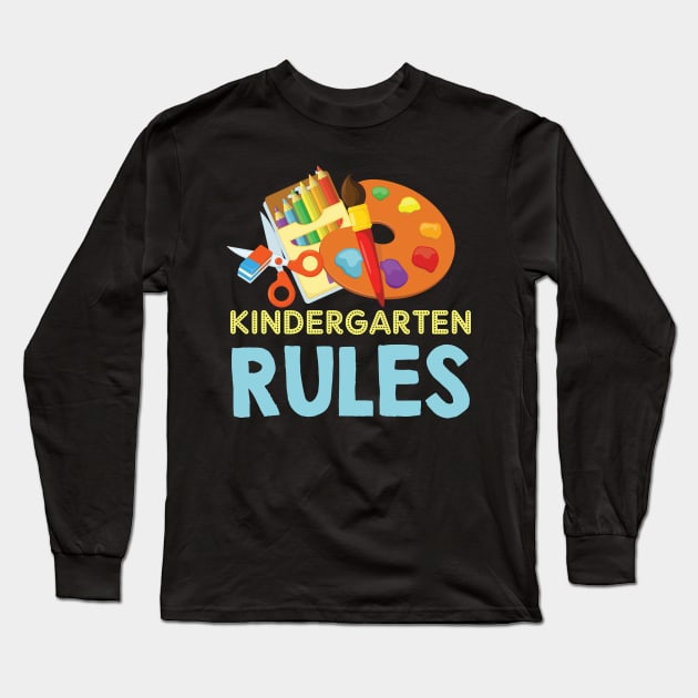 Kindergarten Rules Back to School Long Sleeve T-Shirt by folidelarts